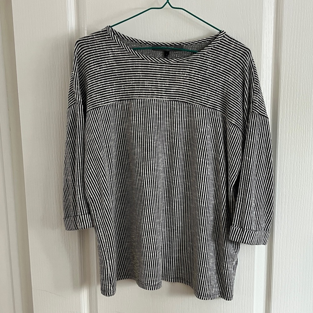 Coin 1804 Los Angeles Black and White Striped Long Sleeve Top